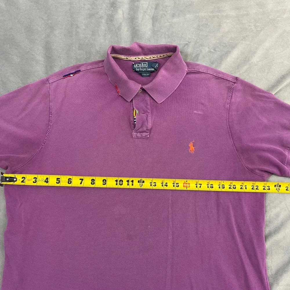Polo Ralph Lauren Polo Shirt Aztec Mayan Men XL Purple Bead Embroidery Custom Fi